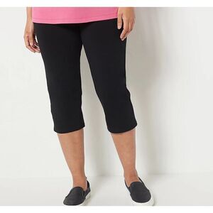 Q-82 Susan Graver Weekend Essential Premium Stretch Pedal Pushers BLACK sz XXS